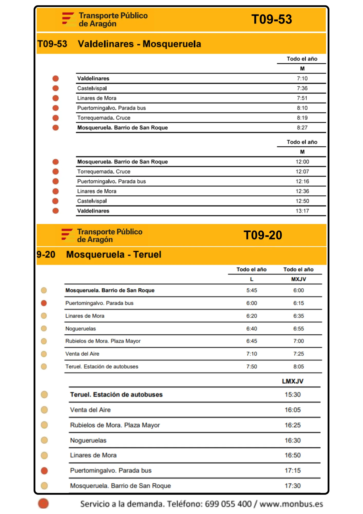 Cartel oficial horarios Puertomingalvo 2026