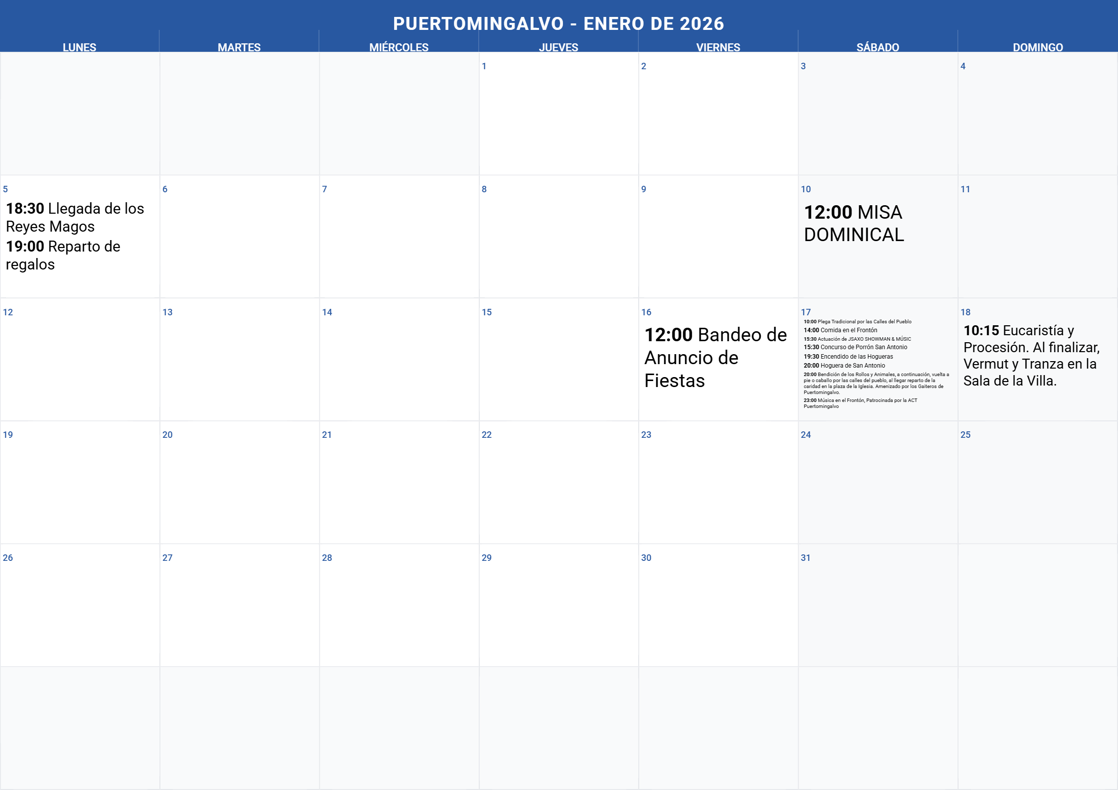 Calendario Mes 1