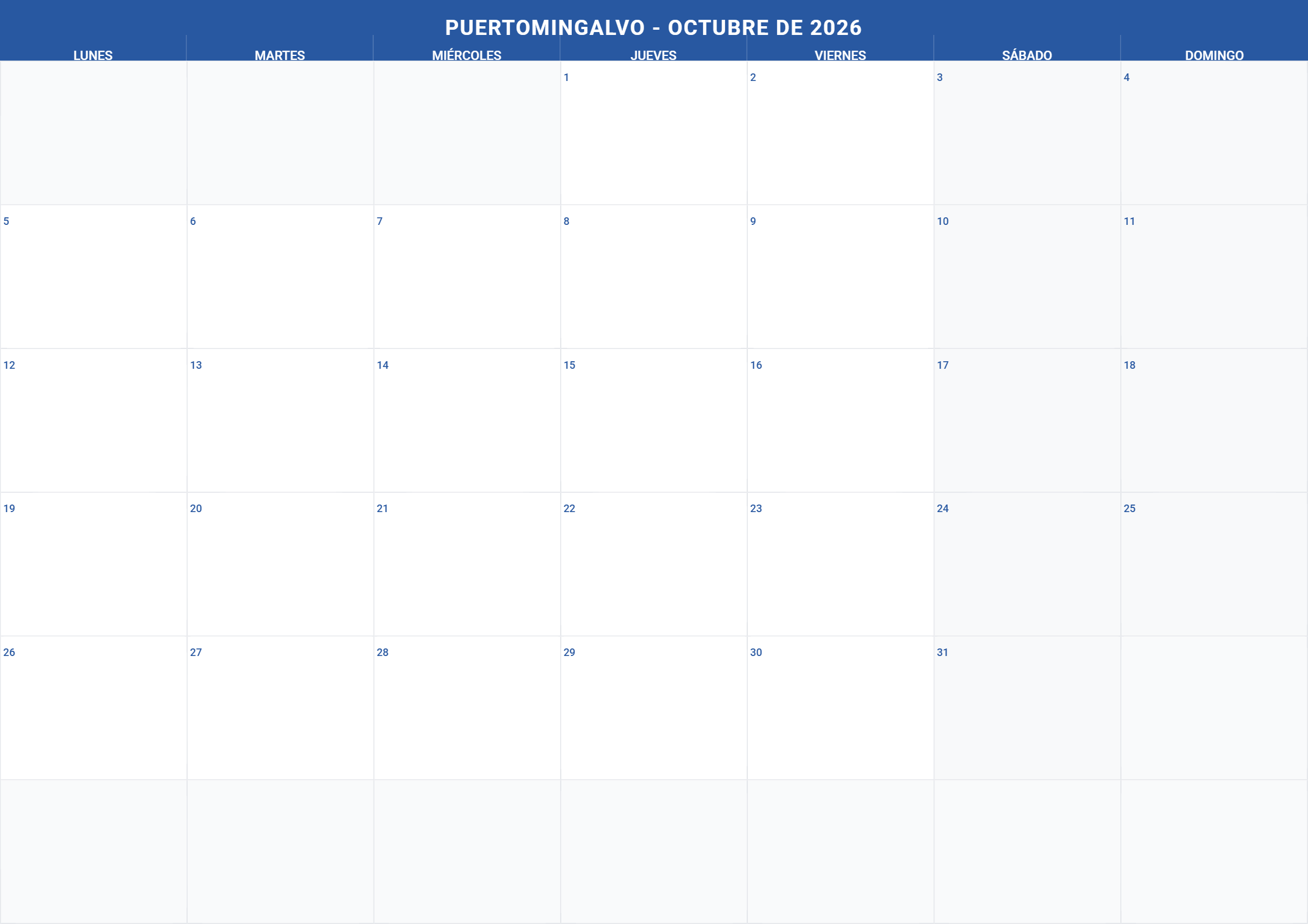 Calendario Mes 10