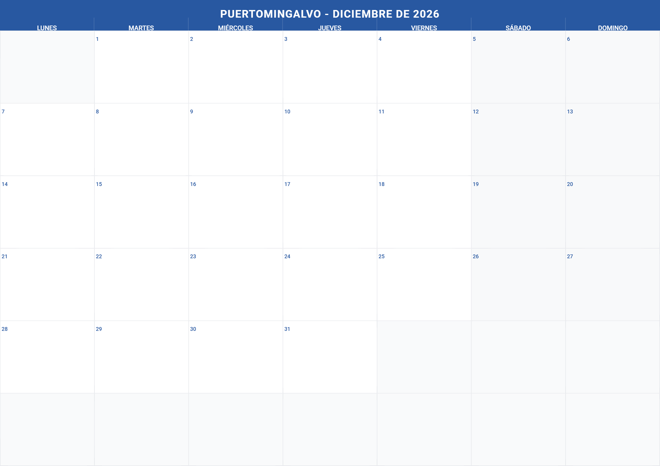 Calendario Mes 12