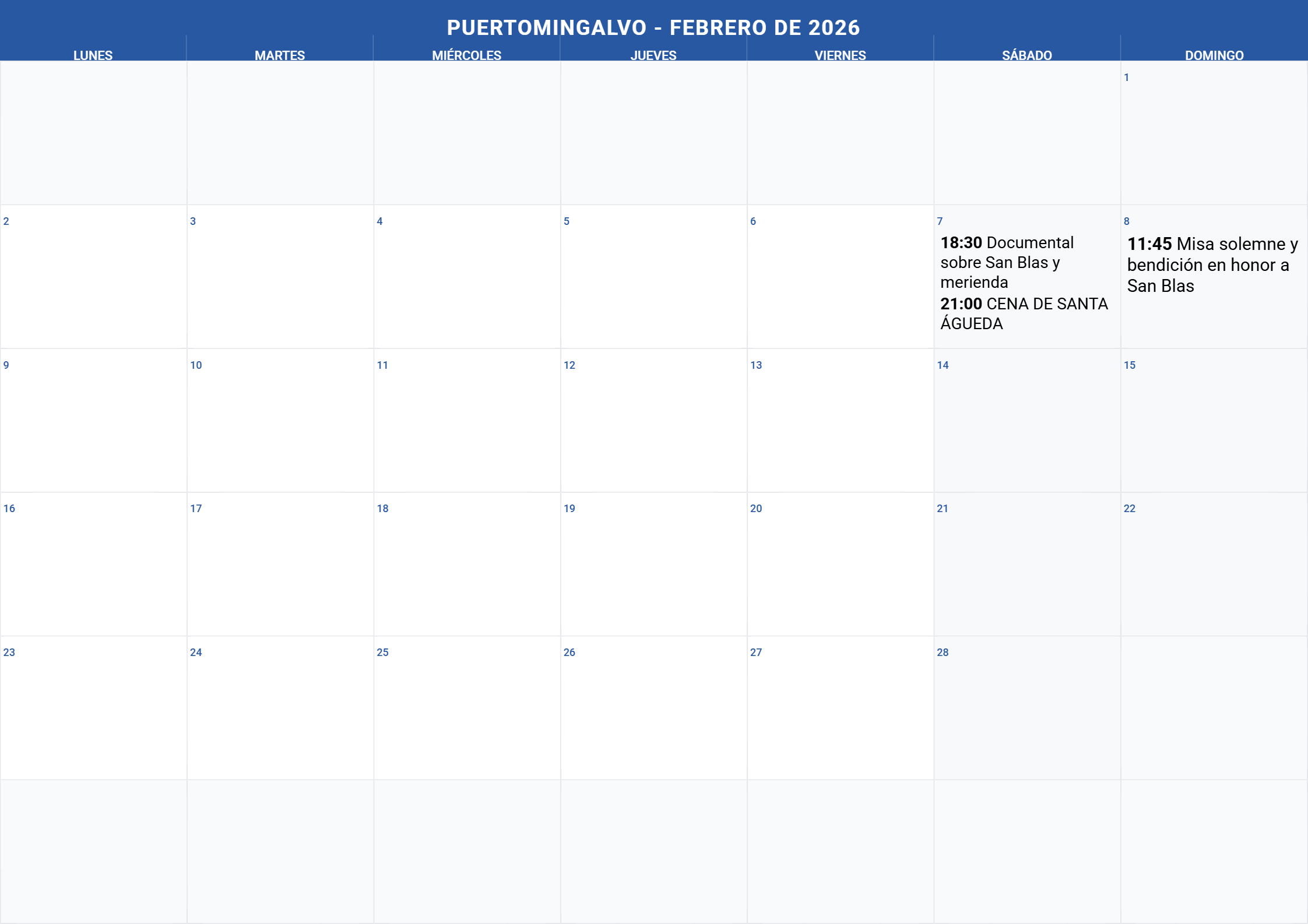 Calendario Mes 2