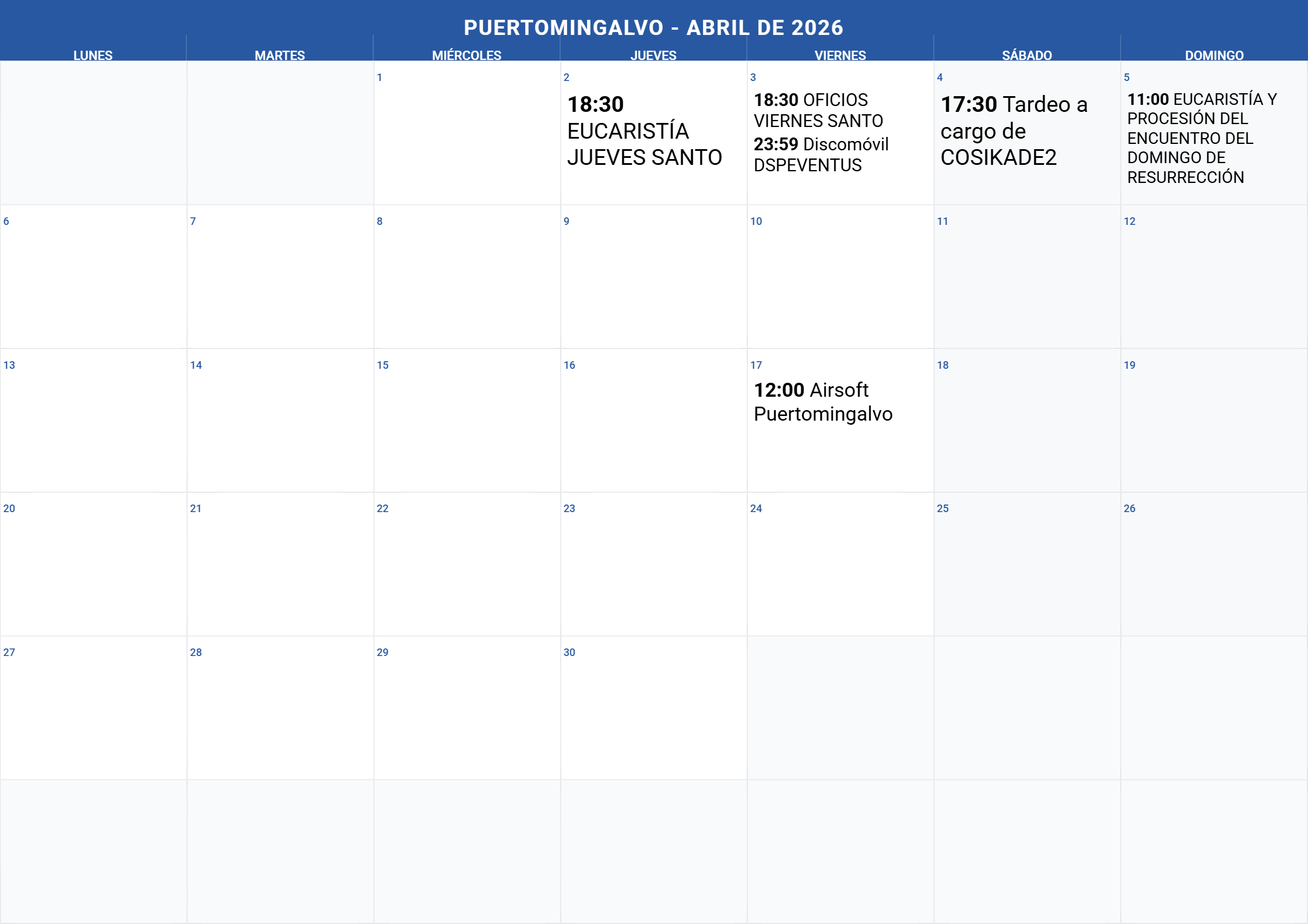 Calendario Mes 4
