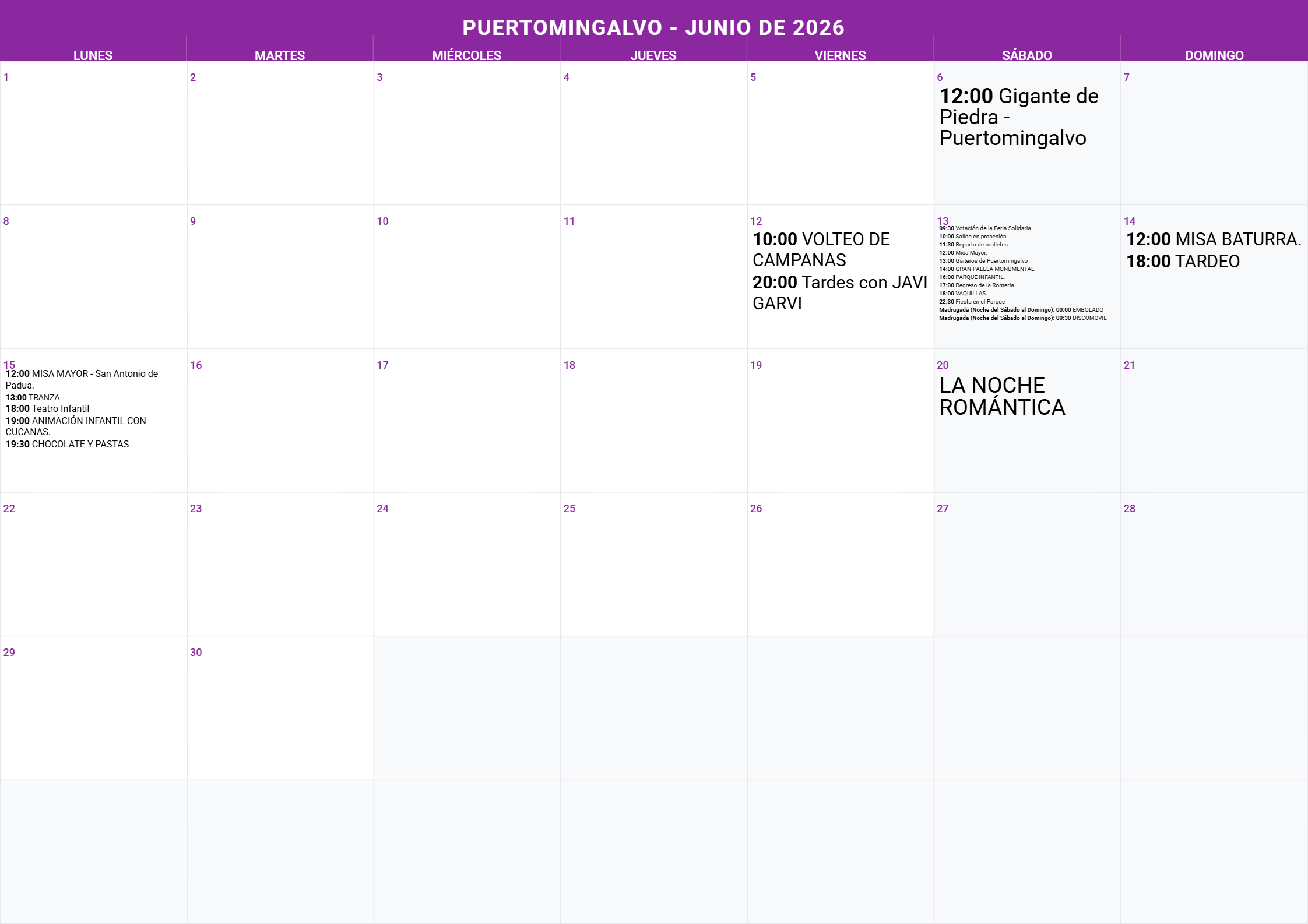 Calendario Mes 6