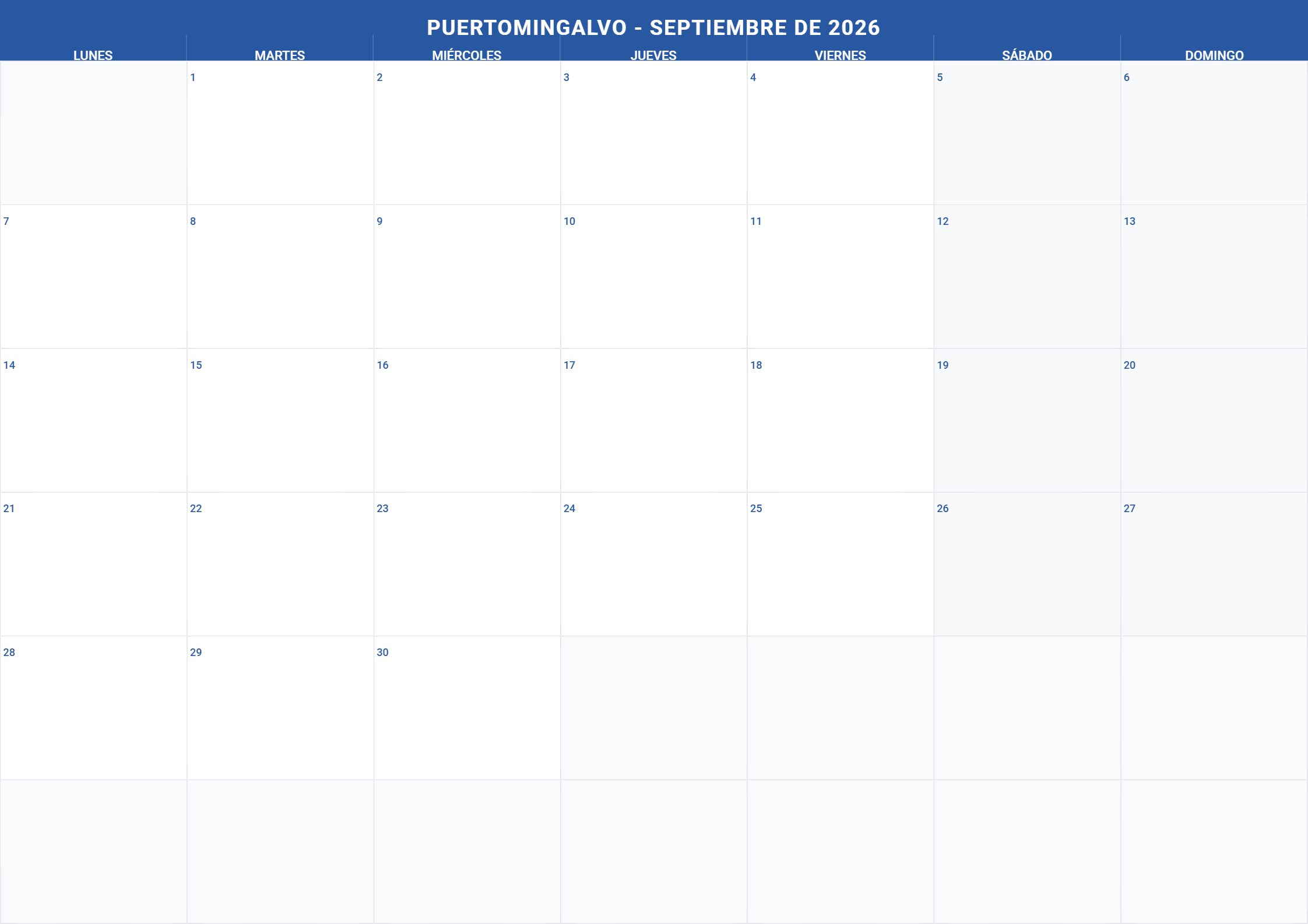 Calendario Mes 9